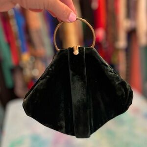 Vintage Art Deco Green Velvet Purse